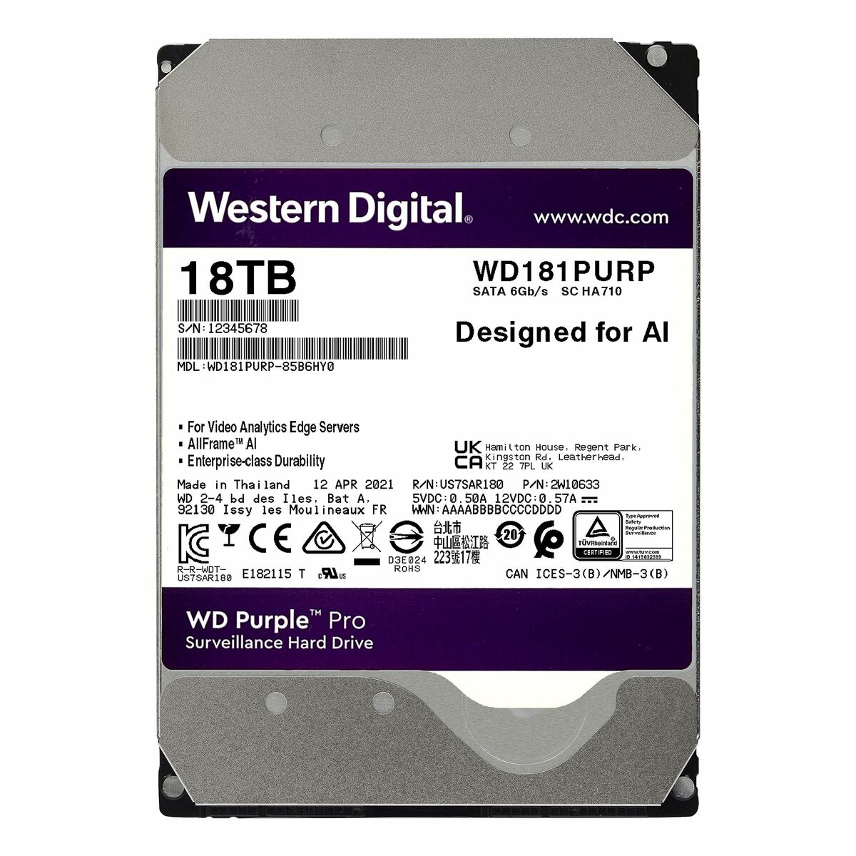 Merevlemez Western Digital Purple Pro 3,5" 18 TB